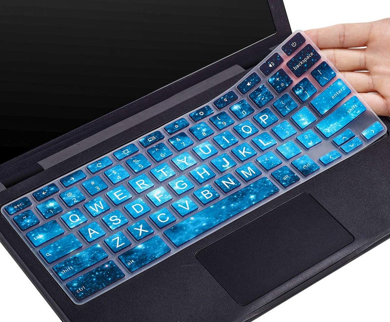 CaseBuy Keyboard Cover for Dell 11.6 Chromebook/Dell Chromebook 11 3100 3120 3180 3181 3189 5190 P22T 11.6" / Dell Chromebook 13 3380 13.3 inch, Dell Chromebook Cover(Upper CASE, Blue Stars) - Image 1